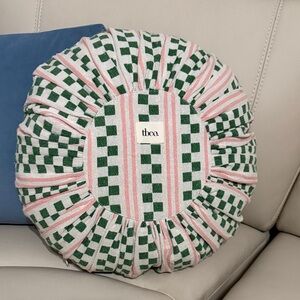 Urban outfitters TBCO Green and Pink Checkered Round Pillow FROM UK 🇬🇧 BN